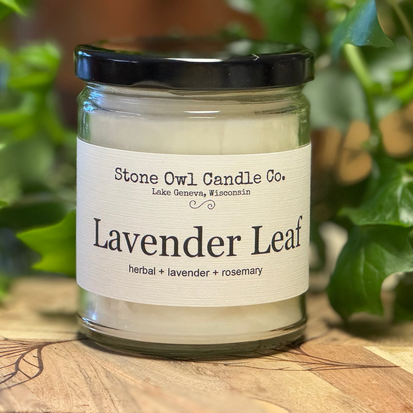 Stone owl candles lavender leaf candle