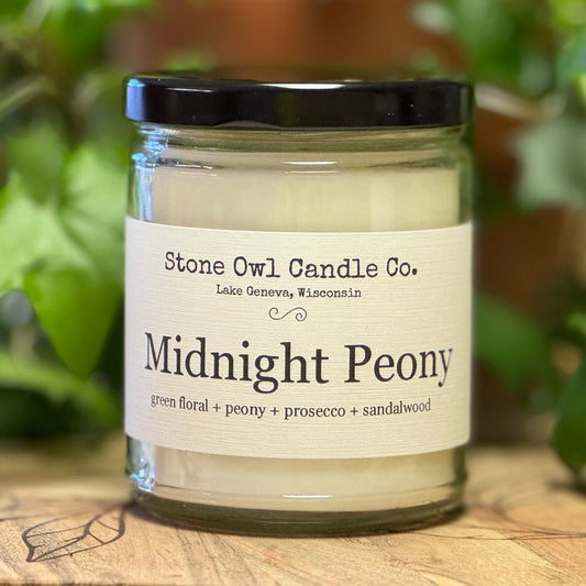 Stone owl candles midnight peony 